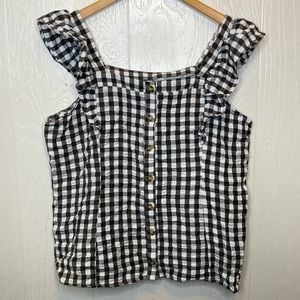 Maurices Picnic Gingham Plaid Ruffle Sleeve Tank XL